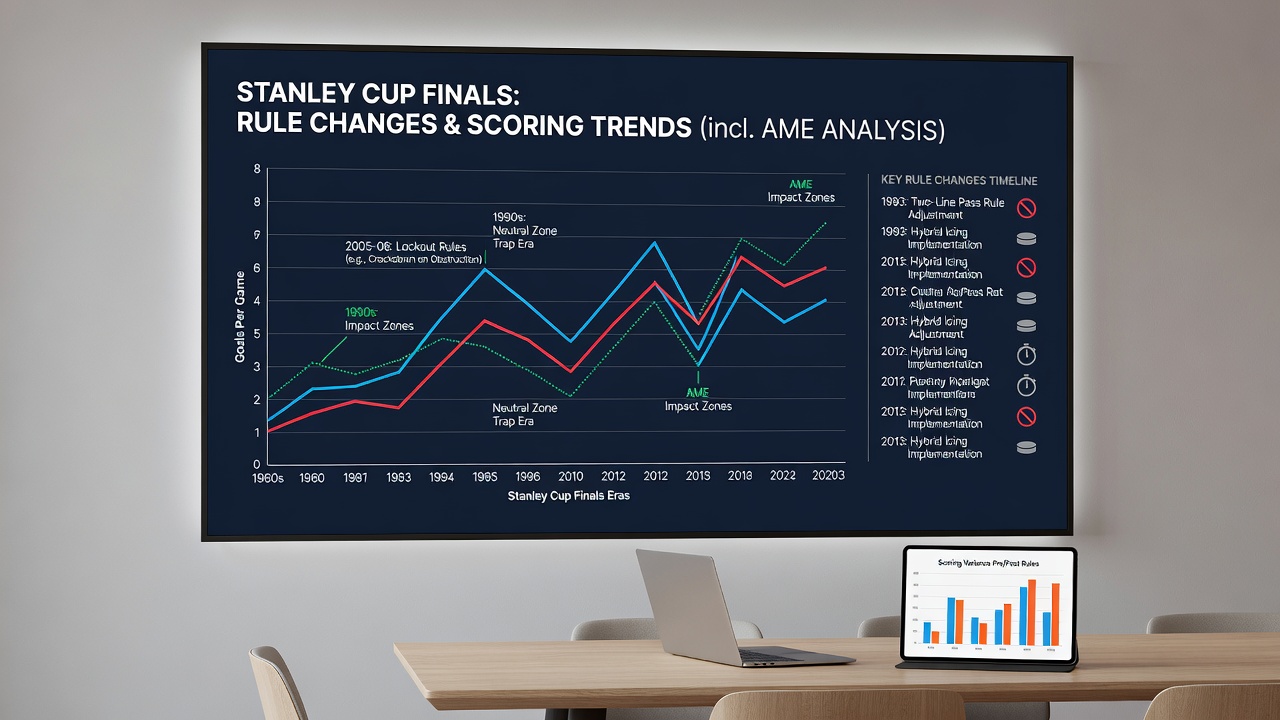 Chart comparing Super Bowl average points per game before and after major NFL rule changes